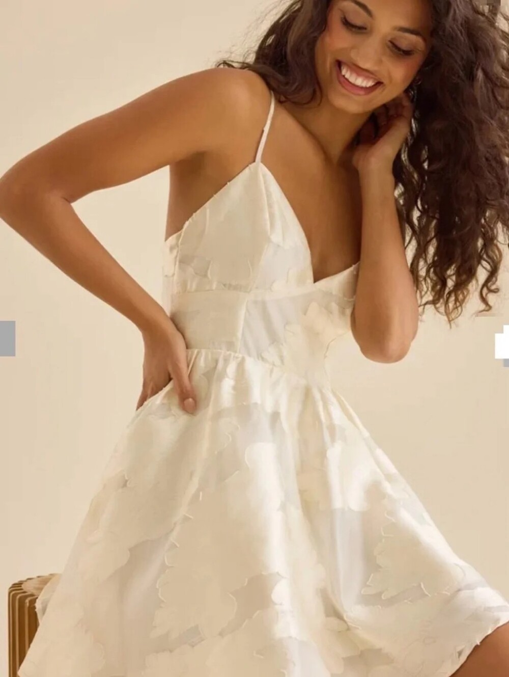 Altar'd State Ivory Floral A-Line Spaghetti Strap Dress